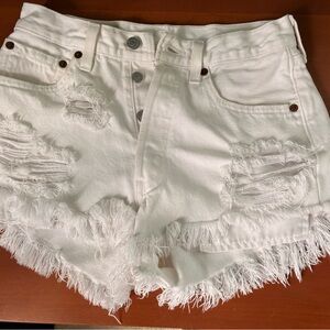 Wrangler White Frayed Jean Shorts